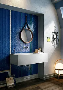Effect unicolor, Color navy blue, Mosaic tile, Ceramics, 30x30 cm, Finish glossy